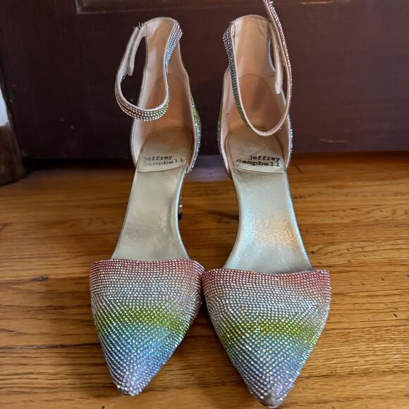 JEFFREY CAMPBELL | Rainbow Bling Rhinestone Solitaire Grand Prix Heels | Size 9 - Picture 4 of 10